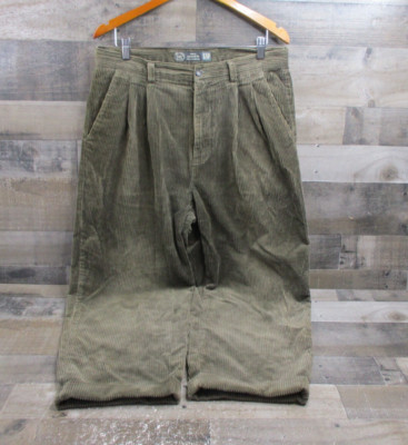 Vintage Gap Pants Mens 34x26 Green 90s Pleated Front Relaxed Fit Corduroy Baggy