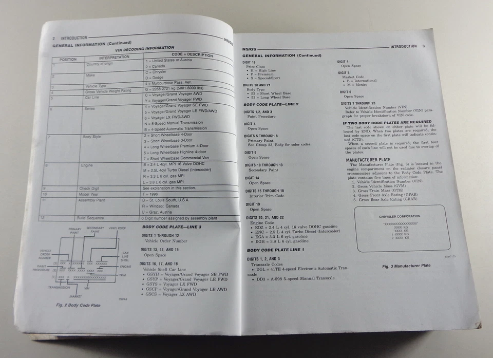 Manuale Di Officina Chrysler Voyager Tipo GS Anno 1997 - Immagine 2 di 4