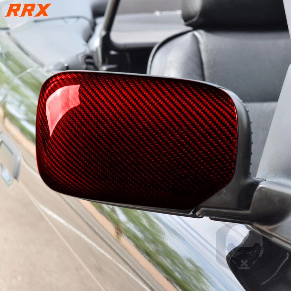 Cubierta de tapa de espejo retrovisor lateral de fibra de carbono seca roja para BMW Serie 3 E36 1991-97 Foto 3 de 4