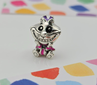 Authentic Pandora Silver Disney Alice in Wonderland Cheshire Cat Moments Charm