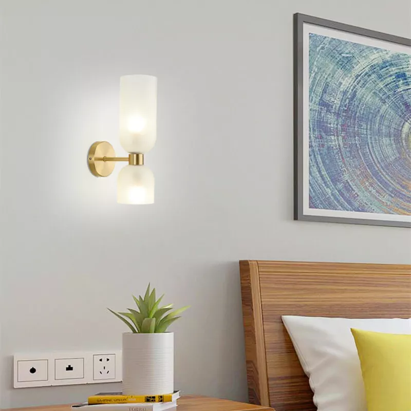 Bedside Wall Lamps Bathroom Glass Lampshade Indoor Wall Light