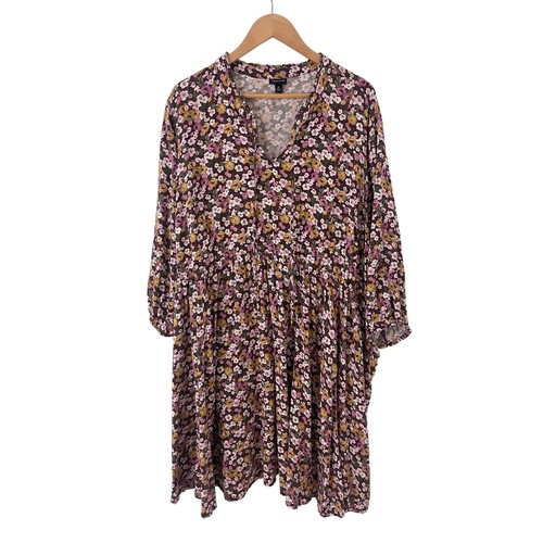 Size 4X 26 28 Floral Print Challis Keyhole Dress W/Pockets All-Season Plus Size - Picture 4 of 8
