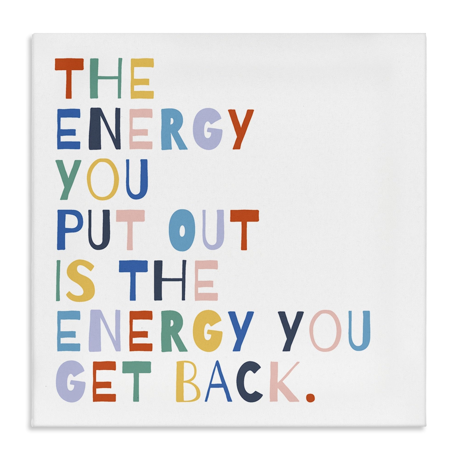 Motivational Rainbow Energy Canvas Wall Art 17x17 White Inspirational