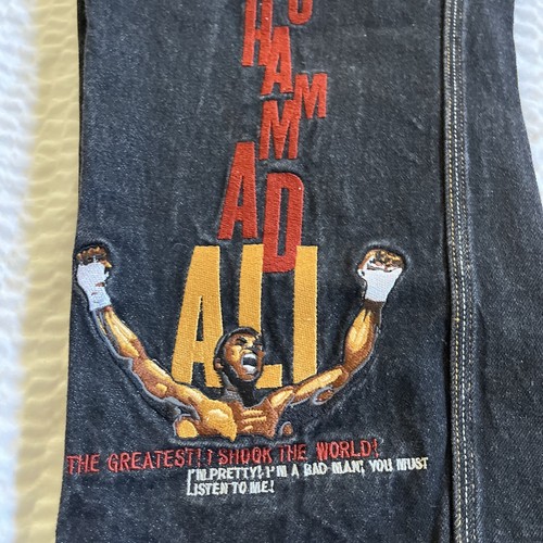 Vtg Rare Fubu Platinum Blk Denim Youth 12 Hip Hop Streetwear Jeans Mohammad Ali - Picture 6 of 13