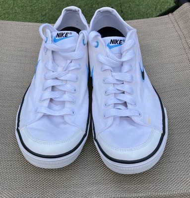 Nike canvas (plimsole) trainers. White with Black and Blue ...
