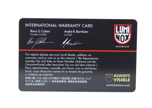 Luminox Internationale Garantie Karte Blanko - Bild 1 von 2