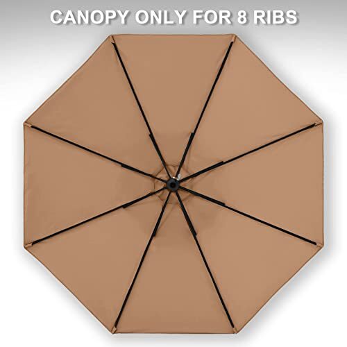 MASTERCANOPY Patio Umbrella ft Replacement Canopy for 8 Ribs- 9 Khaki 8-ribs - Picture 4 of 7