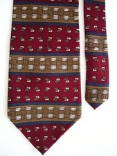 Chez Roffe Men's Silk Striped Neck Tie Reds Wide 4" x 57"