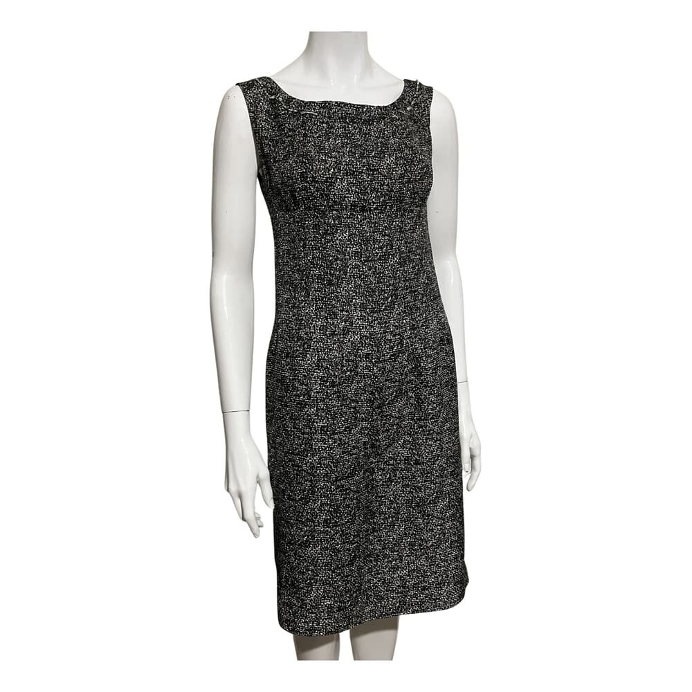 Abito con fibbia in seta Yves Saint Laurent in bianco e nero IT 42 UK 10