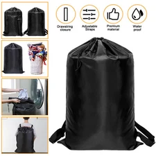 Large Laundry Backpack Bag Luggage Storage Shoulder Strap Heavy Duty Drawstring