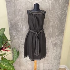 Emma & Michele midi dress women’s 10 Black Denim Pockets thick stitching details