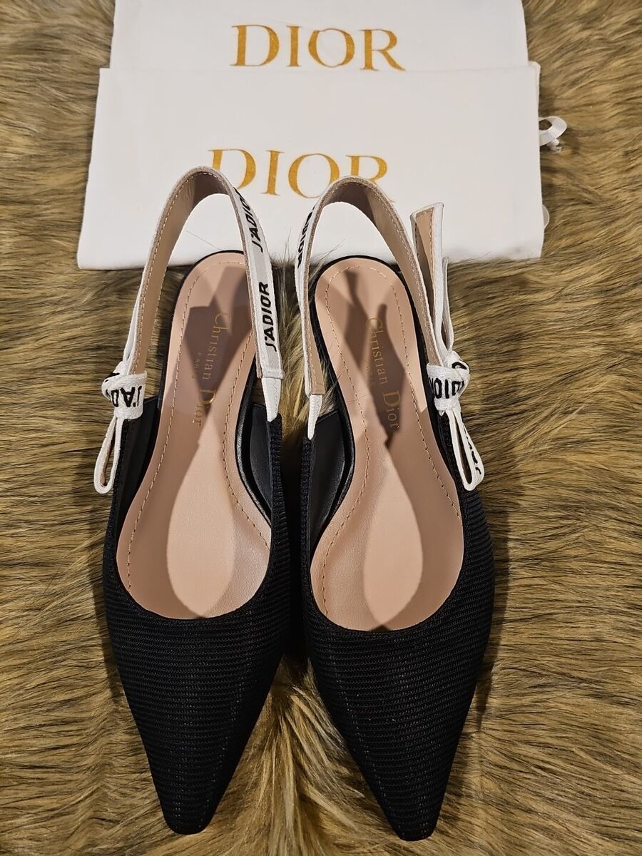 Christian Dior J'adior J'adior Black Fabric Slingback Shoes Christian Dior J'adior J'adior Black Fabric Slingback Shoes