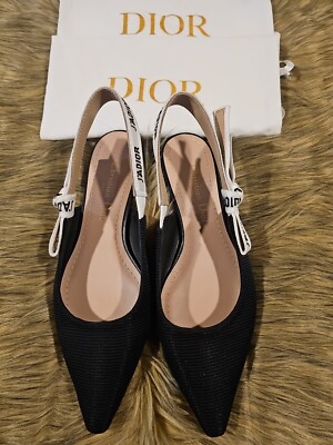 Christian Dior J'adior J'adior Black Fabric Slingback Shoes Christian Dior J'adior J'adior Black Fabric Slingback Shoes