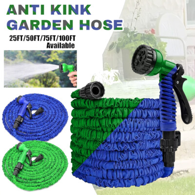 Flex Hose 50 Ft Expandable Expandable Garden Hose 50FT, 75FT, Or 100FT -  Heavy Duty Flexible & 50FT-100FT Expandable Garden Hose with Water Adjustable Nozzle Fle