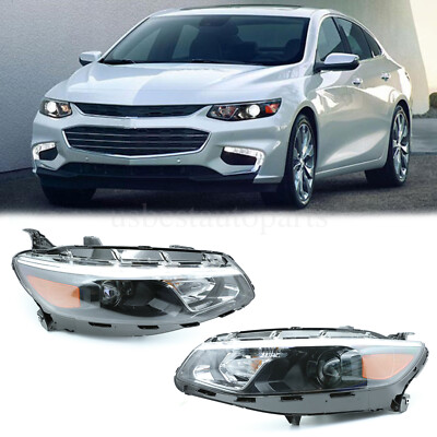 Halogen Headlight Headlamp LH RH Pair For Chevrolet Malibu 2016 2017 2018