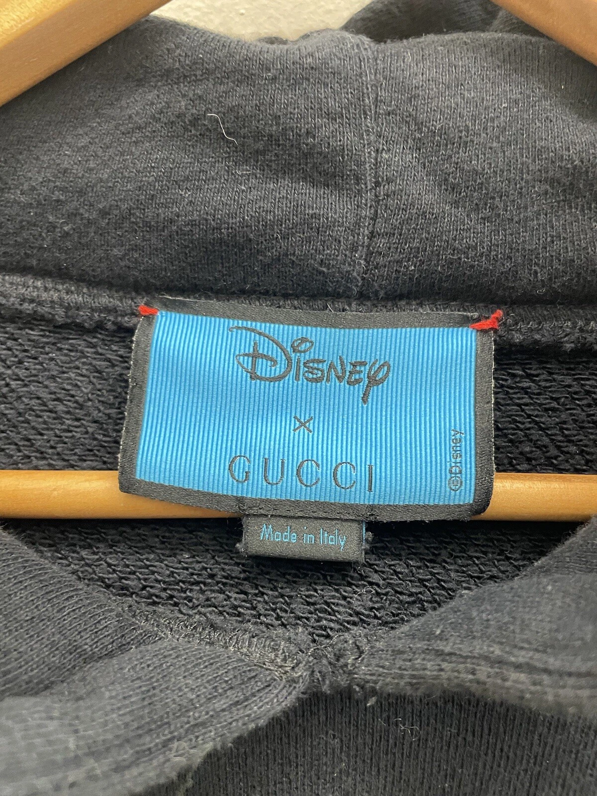 Autentica felpa con cappuccio Gucci x DISNEY UOMO cotone nero Daffy Duck taglia SMALL