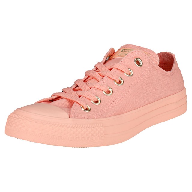 coral canvas ox trainers