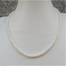 16-36in AAA 5-6mm genuine natural Japanese akoya white round pearl necklace 14k