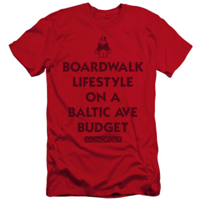 Monopoly Premium Canvas T-Shirt Boardwalk Lifestyle Red Tee