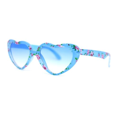 Girls Kids Size Heart Shape Fun Print Plastic Sunglasses - Picture 6 of 21