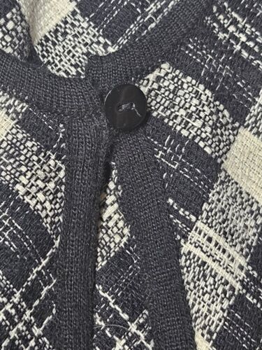 Vtg Country Wear Cape Womens XL Wool Blend Black White Plaid Silver Strands - Picture 3 of 9
