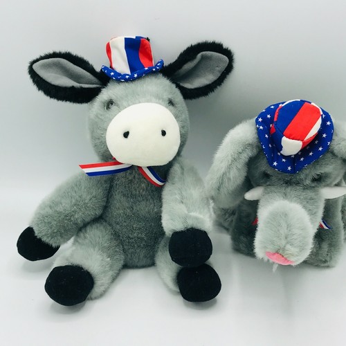 1996 Gibson Republican Elephant & Democrat Donkey Plush Stuffed Animals - Picture 2 of 8