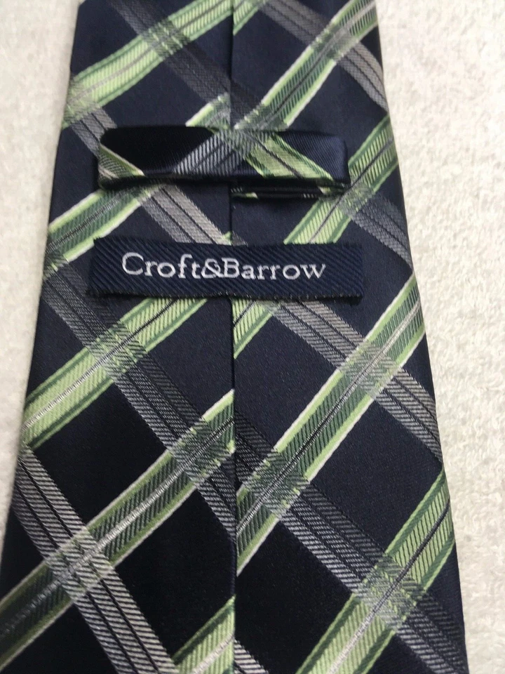 CORBATA CROFT AND BARROW HOMBRE AZUL MARINO CON VERDE Y GRIS 3,25 X 61 Foto 4 de 4