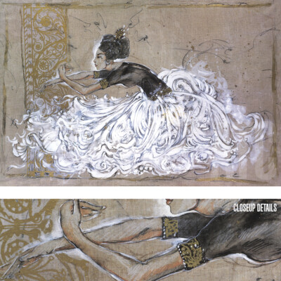 36W''x24H'' TAKING A BOW by MARTA WILEY - BALLERINA BALLET PERFORMER DANCER CANVAS