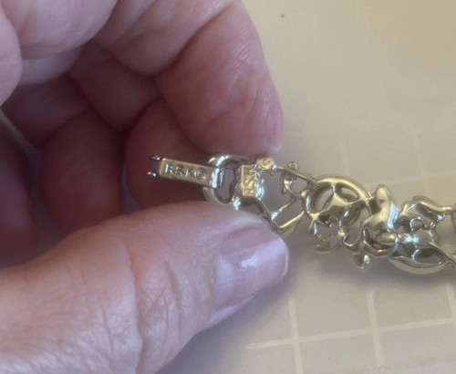"Juego vintage BSK azul cristal AB patrón de hojas 7,3"" pulsera y clip ER tono plateado" - Imagen 8 de 11
