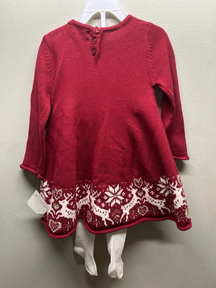 Conjunto de Vestido y Medias Heirloom Polly Flinders Niñas Niño 24 Meses Navidad Nuevo Foto 2 de 4