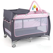 4 in 1 Pack and Play Portable Nursery Center with Bassinet  Changing Table