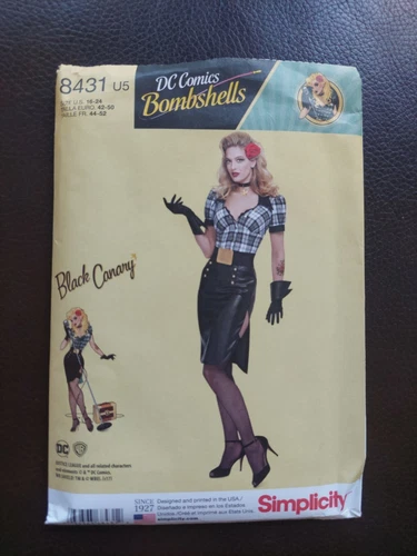Simplicity DC Comics Bombshells BLACK CANARY Pattern 8431 Pinup Costume