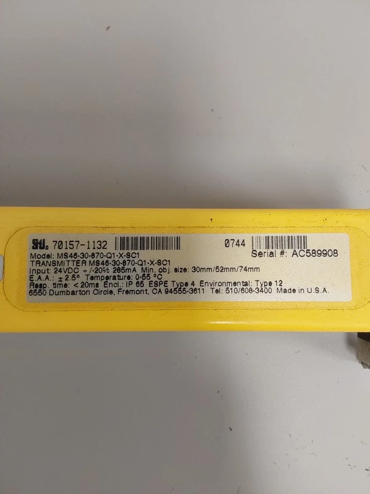 Transmisor de cortina de luz STI MS46-30-870-Q1-X-SC1 24VDC 285mA USADO Foto 3 de 3