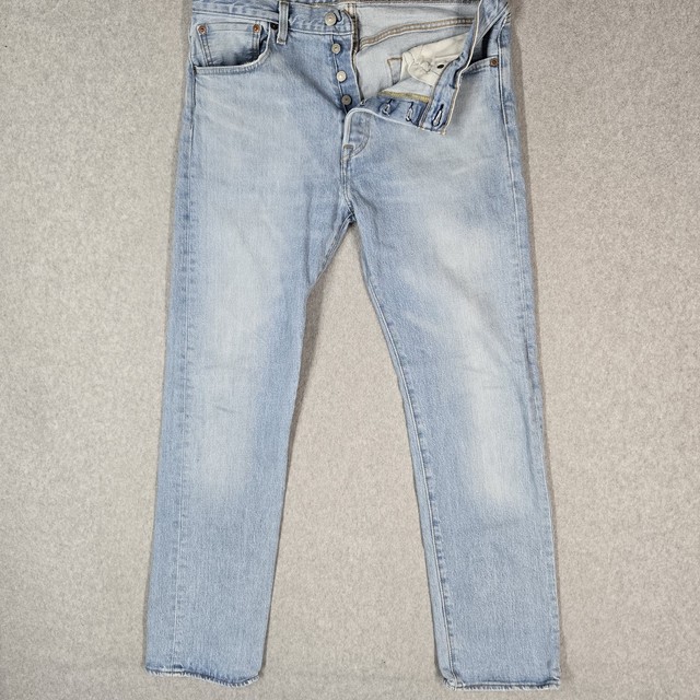 Levi's 501 Men Jeans 32X32 Light Blue Denim 31" Inseam Stretch