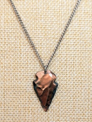 Unisex Vintage Silver Ton Chain W/ Casted Bronze Color Arrow 18'' Necklace 