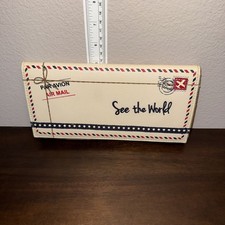 Miamica File Fly Travel Organizer Tickets "See the World" Map Passport Air Mail