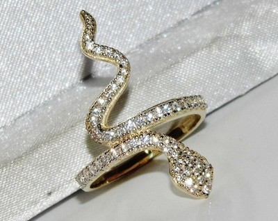 Lab Created 2Ct Round Diamond Snake Engagement Band Ring 14K Yellow Gold Plated