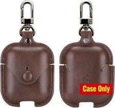 Charging Case Cover for Apple AirPods 1/2 Generation - Leather Case Brown
