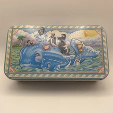 Rare Vintage Save The WhalesMetal Tin Storage Box SeaCreatures As Is Read