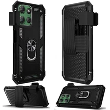 For Moto G Power 2025 Case Magnetic Ringstand Holster Clip Combo +Tempered Glass