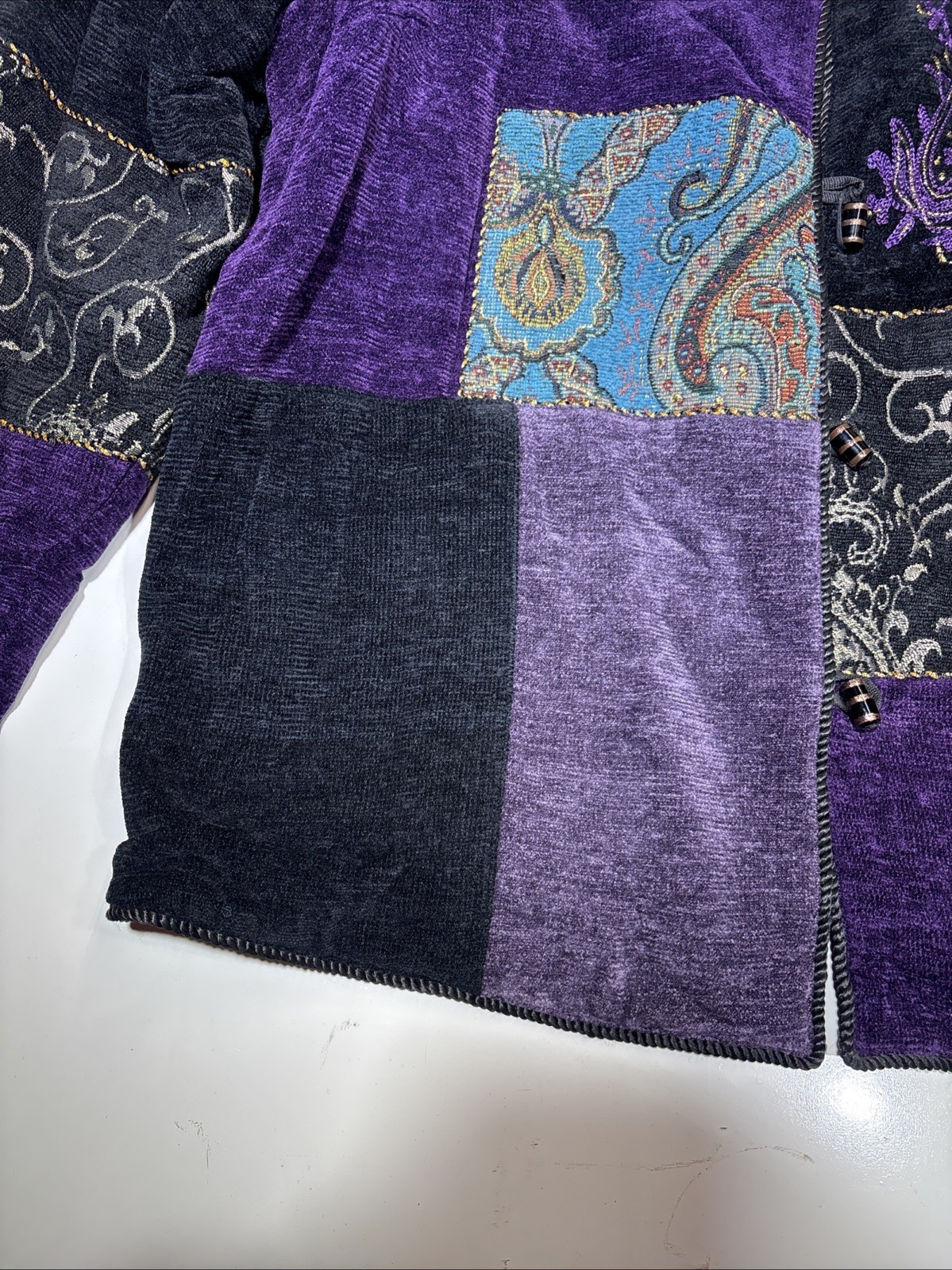 Indigo Moon Jacket Patchwork Embroidered Purple B… - image 7