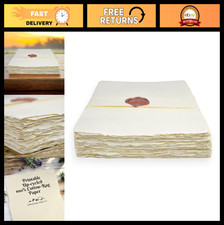 Vintage Off-White Deckle-Edge Handmade Printe...