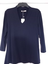 WoolOvers Navy Jersey V Neck Top with 3/4 Sleeves Size S  BNWT 