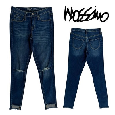 MOSSIMO Womens 2 26 Mid Rise Skinny Power Stretch Jeans Denim Distressed NWOT