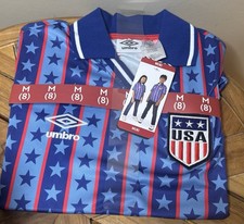 USA Umbro Futbol Soccer Jersey Polo Shirt Youth M (8) Unisex Stars Stripes NWT