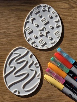 Osterei Malvorlagen - 2er Set - gemusterte Basteleier - 11,5 cm