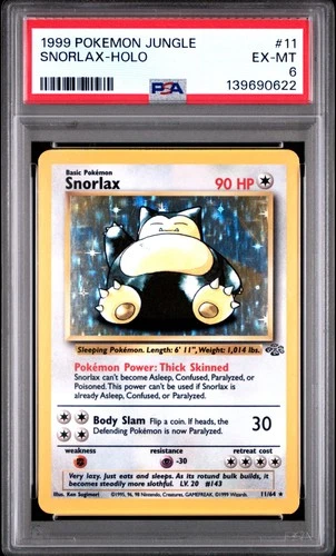 1999 POKEMON JUNGLE #11 SNORLAX-HOLO PSA 6