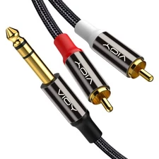 1/4 to Dual RCA Audio Cable [5 FT], Gold Plated Copper Shell Heavy Duty 6.35m...