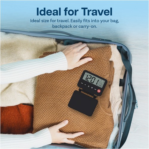 Small Digital Travel Alarm Clock Battery“ Portable Alarm Clock for Travel“ Black - Picture 6 of 6