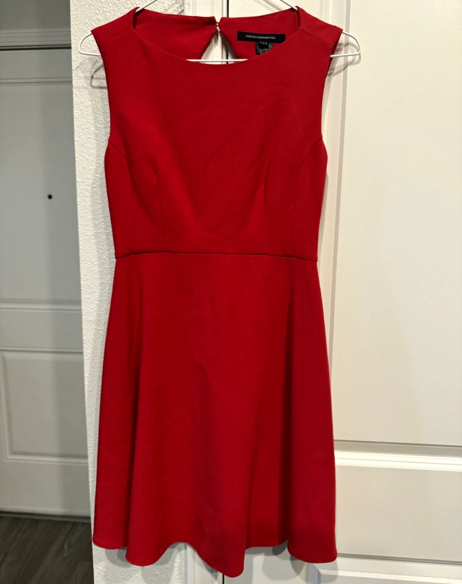 fcuk red dress French connection red whisper ruffled v-neck mini dress